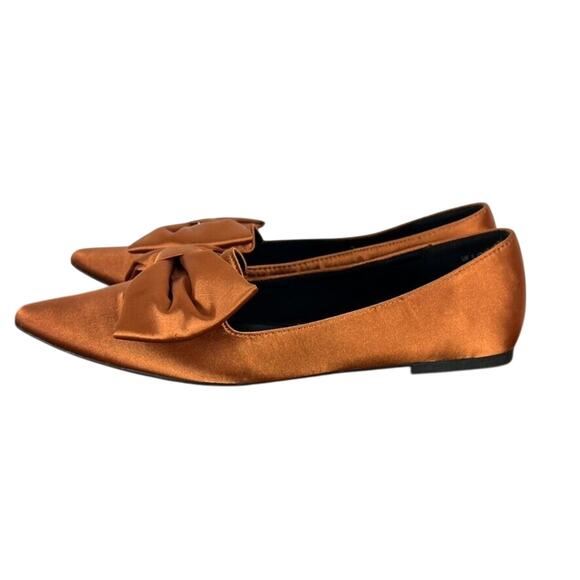 ASOS DESIGN Ballet Flats Womens US 7 In Rust Satin Lake bow pointed - Picture 4 of 12